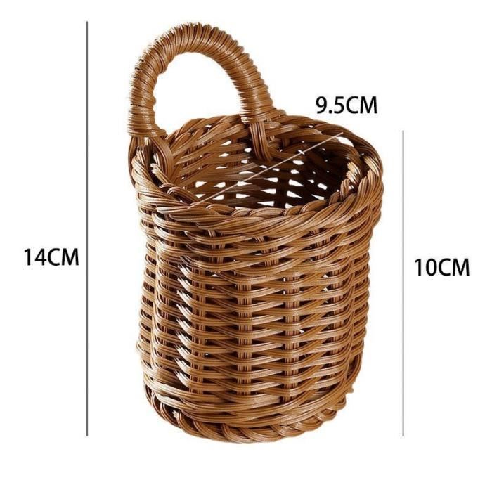 Panier avant de vélo rétro en osier, fait main, avec sangles en cuir