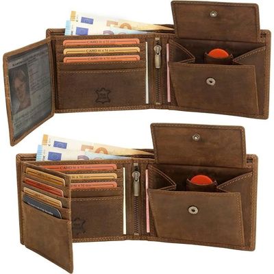 Portefeuille Homme En Cuir Véritable Avec Zip Complet - Marron, Trifold, Protection RFID - Fa.Volmer
