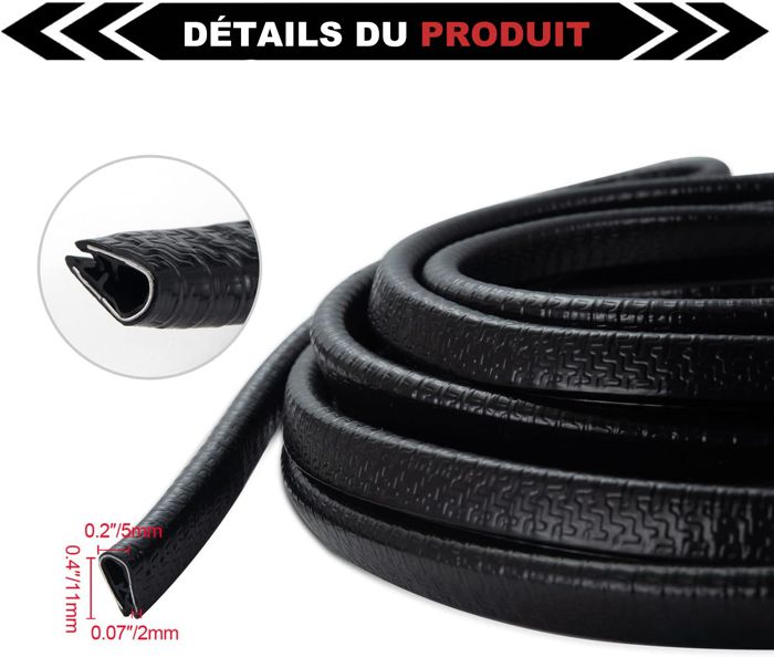 Protection Bords De Portière Voiture - Rouleau Caoutchouc 10 M U - Pour SUV, Berline, Camion - Noir
