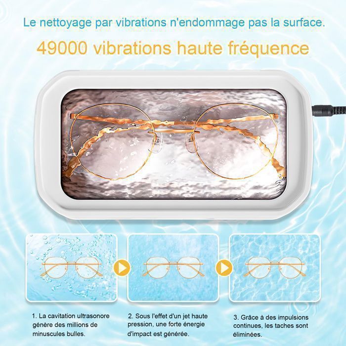 Nettoyeur à Ultrasons SWAREY 680ml - Pour Bijoux, Lunettes, Montres - Noir
