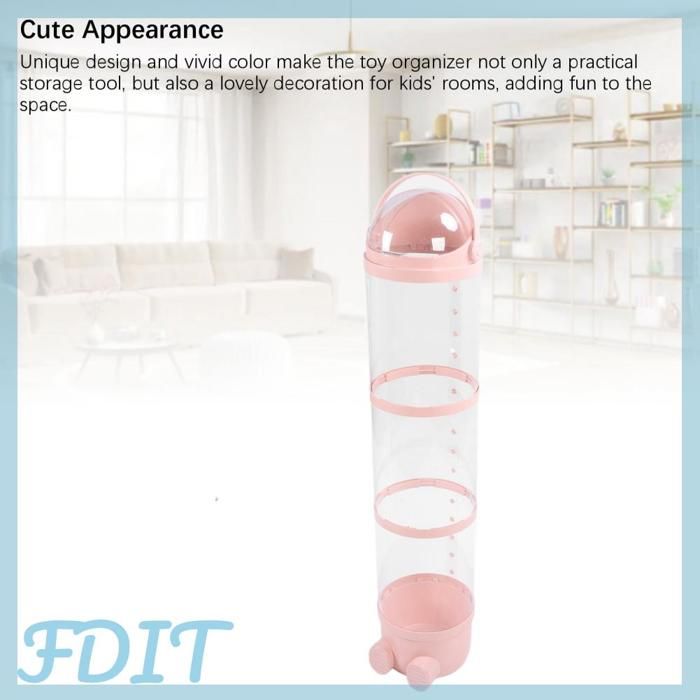 Tube De Rangement Vertical Pour Peluches – Avec Roulettes – 3 Tailles – PVC Transparent – Rose, Blanc, Vert, Jaune