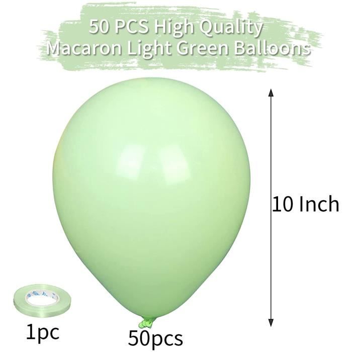 Lot de 50 ballons verts en latex vert pastel uni de 25,4 cm pour guirlande  de ballons, vert menthe pâle macaron pour fête d'an[3] - Cdiscount Maison
