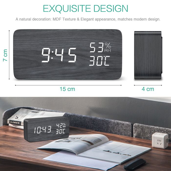 Réveil Numérique, 3 Réglages De Luminosité, 3 Alarme, Commande