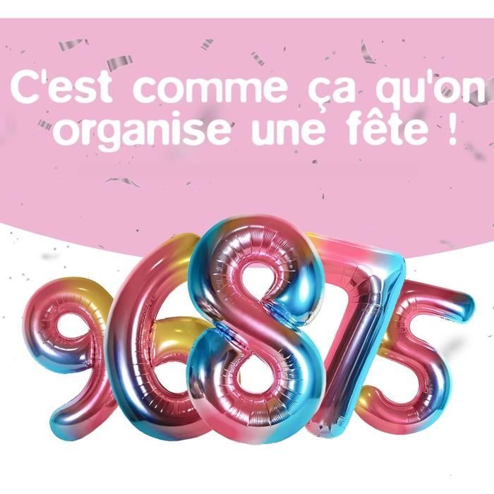 Ballon Chiffre 10 XXL Arc-en-ciel – Anniversaire, 90 Cm, Aluminium, Avec Paille De Gonflage, Réutilisable