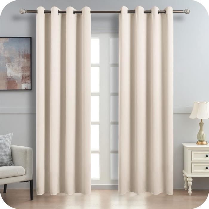 WUXXIANG Rideau Occultant 170 X 155 Cm Isolant Phonique Et Thermique, Rideau Thermique Isolant Anti Froid, Avec Cravates, Pour Chambre Fenêtre, Bleu Foncé