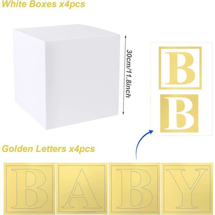 Décorations de boîtes de fête prénatale, 4 pièces de boîtes à