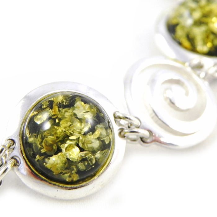 Bracelet Femme En Argent 925 Avec Ambre Naturel - Longueur 20 Cm - Poids 10g - Neuf Avec étiquettes