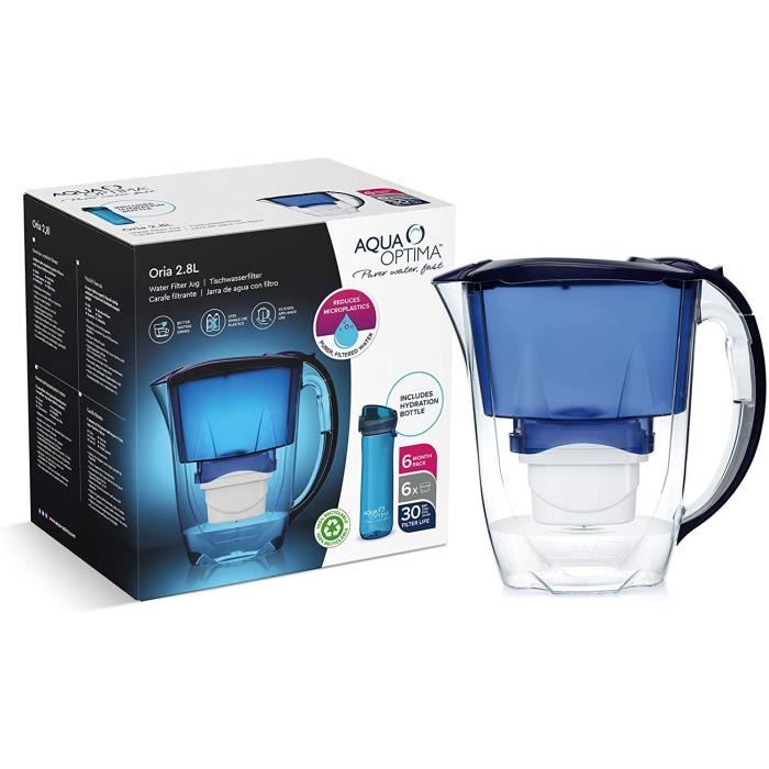 Aqua Optima Oria 2.8L Water Filter Jug with Catridges & Water Bottle Pure  Drink