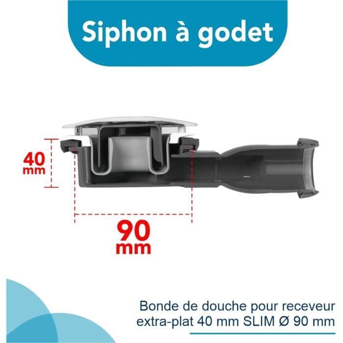 Siphon Syphon Sifon Receveur de douche extra plat Ø 90 mm Noir : :  Bricolage