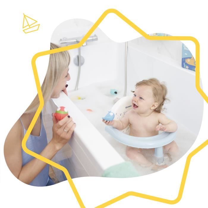 Badabulle Anneau de bain pliable avec dossier, et base anti-dérapante, 0-6  mois - Cdiscount Puériculture & Eveil bébé