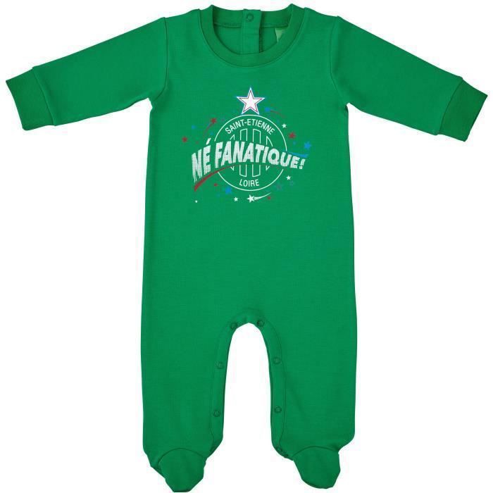 Pyjama grenouillère bébé AS Saint Etienne Vert Manches longues  Coton Officiel