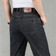 Jean Homme,Jeans Homme Regular en Coton Coupe Droite de Travail et Loisirs,Classique Pantalon Homme Jeans Mince d'été-Noir-2