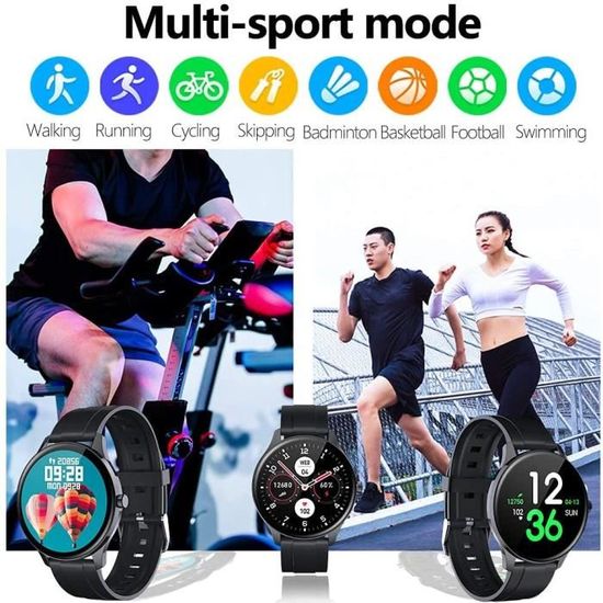 Montre Connectée D18 1.44" - Appels, étanche IP67, Podomètre, Cardio, SpO2, 115 Modes Sport, Pour Homme/femme