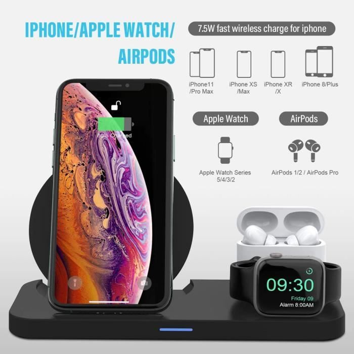 Charge rapide Chargeur sans fil pour Iphone XS XR XS Max 3 en 1 Chargeur  sans fil Dock Station pour Apple Watch série 1 2 3 Airpods - Cdiscount  Téléphonie