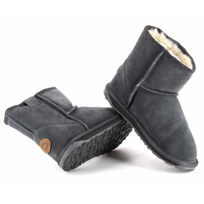 Botte EMU Walaby Mini EMU Anthracite Fille Enfant Peau