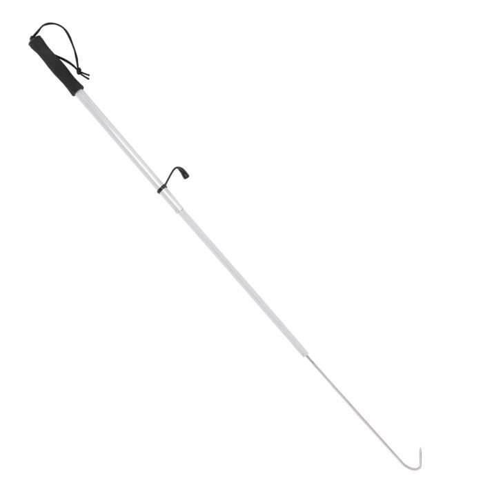 Gaffe Télescopique Bateau Aluminium | Longueur 127-201cm | Crochet Et Pousseur | Pour Amarrage Et Récupération