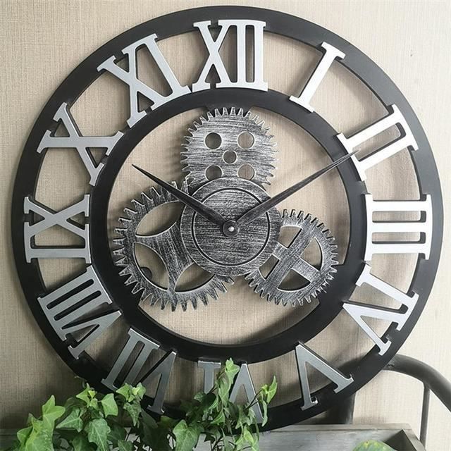 HORLOGE PENDULE B 123 wall clock 30cm Grande horloge murale en bois de Style industriel retro decoration pour la maison salon bu Cdiscount Maison