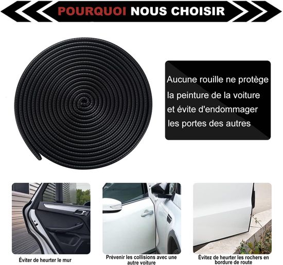 Protection De Bord De Portière En Caoutchouc En U – Rouleau De 5 Mètres | Blanc | Anti-rayures Et Chocs Pour Voitures, SUV, Camions
