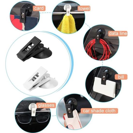 Support De Bloc-Notes De Voiture 2 Pièces Support De Billet De Voiture Pince à Ventouse, Clip De Carte De Billet De Papier De Véhicule Clip Publicitaire Avec Ventouse Pour Porte