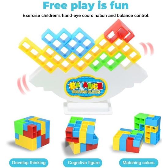 Tetra Tower Jeu De 64 Pièces Tetris Puzzle à Bascule Pour Garçons Et Filles à Partir De 3 Ans Convient Pour Entraîner L'intelligence Et L'équilibre Des Enfants