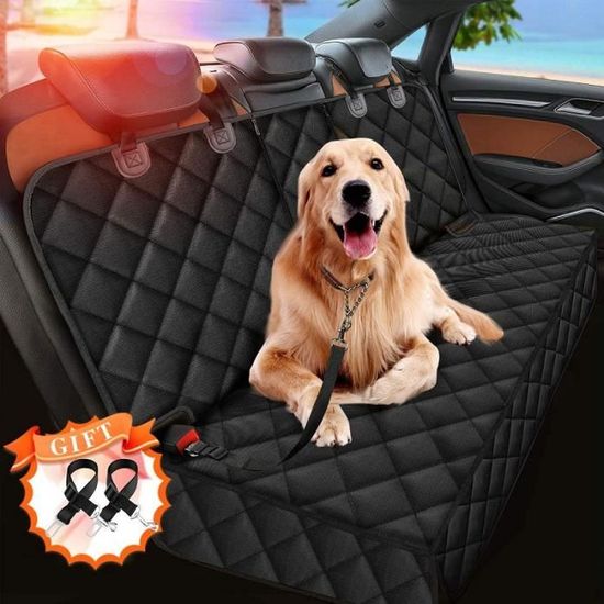 Housse de protection pour siège de voiture pour chien pour coffre de voiture  et siège arrière, hamac de voyage de sécurité avec ceinture de sécurité,  revêtement imperméable léger (noir)