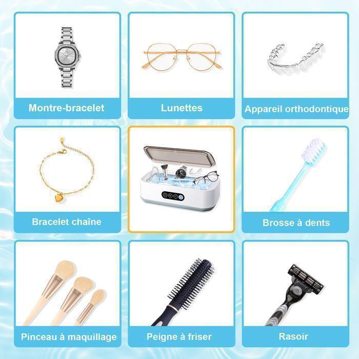 Luernas Nettoyeur À Ultrasons, Lunettes Portable, Nettoyant Pour Lunettes Haute Efficacité