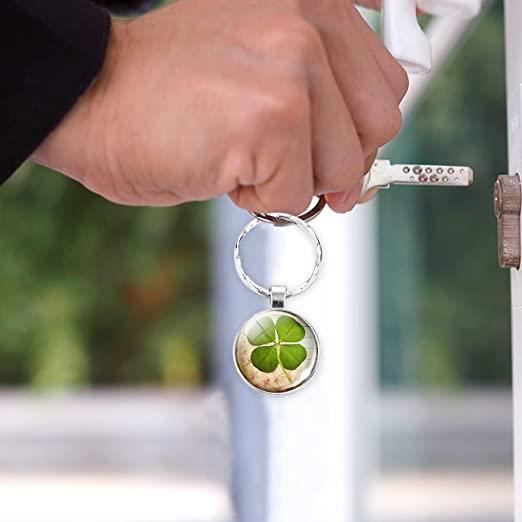 Lot De 12 Porte-clés Trèfle à 4 Feuilles En Alliage Et Verre - Porte-bonheur - Pour Sac, Clés, Cadeau Nouvel An, Anniversaire