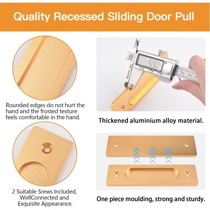 TRAHOO-180MM Porte Coulissante Ovale Encastrée Tire, 2pcs