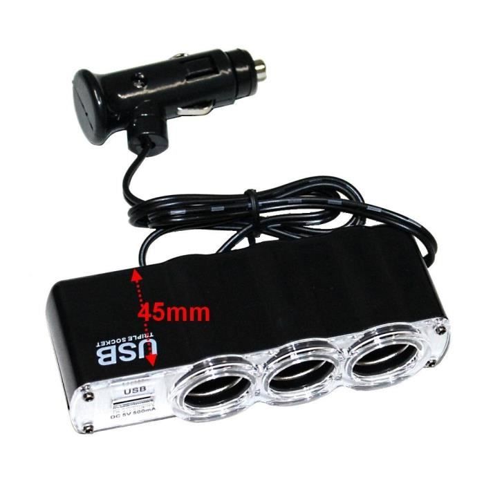 Multiprise Allume-cigare 4 Sorties + Rallonge + LED 12V/24V - Spécial Routiers Et Camions