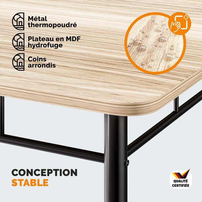Ensemble Table à Manger 111cm Avec 4 Chaises - Table En Chêne Avec Prises USB Et AC, étagères Réglables