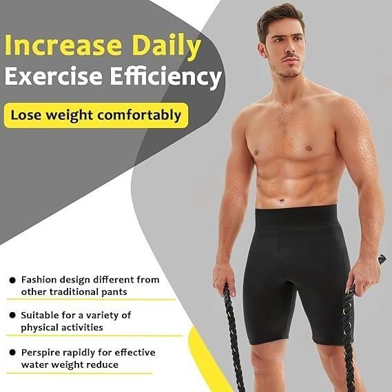 Short De Sudation Homme - Pantalon Amincissant Fitness Sauna - Ventre Plat Cuisses - Élastique - 5