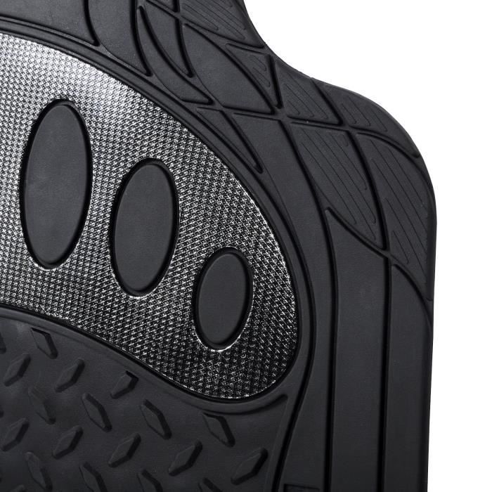 WOLTU Tapis De Sol Voiture En Caoutchouc Universels Lot De 4 - Découpables Noir Rouge