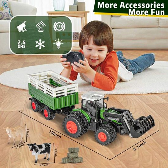 Hyrenee Tracteur Agricole Jouets Jeux Tracteur avec remorque Véhicule à