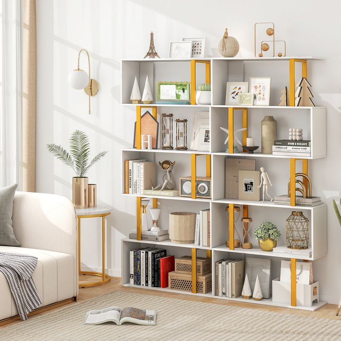 Étagère Bibliothèque En MDF Blanc – Modèle California 7 Cases (59,6x29x108 Cm), Avec Fixation Murale Anti-basculement - 14