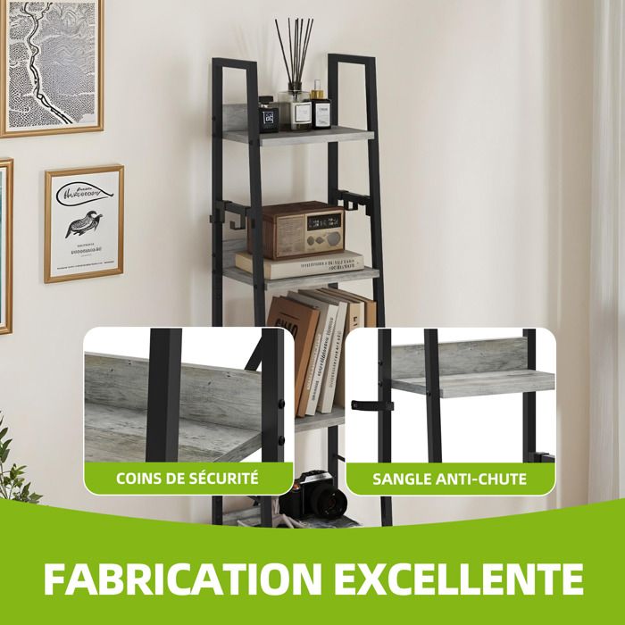 Étagère bibliothèque carrée Iussit 170cm Bois Blanc et Naturel