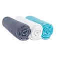 Lot de 3 draps housse coton 40x80/90 gris blanc turquoise - EASY DORT - Rectangulaire - Mixte-0
