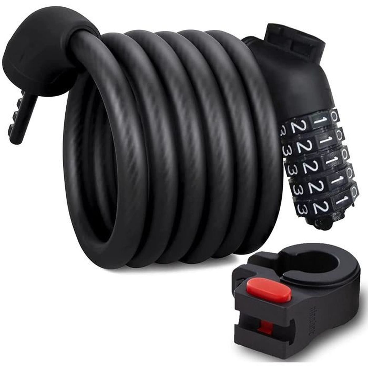 Câble Antivol SegwayNinebot Vélo à Code Cadenas de vélo à 5 chiffres 1200mmx12mm Support de