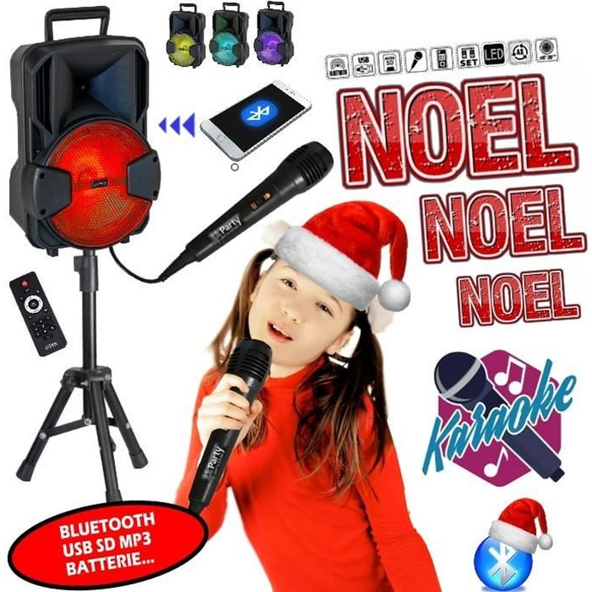 Auna Micro Karaoke avec 2 Microphones, Lecteur CD USB, Karaoké Complet  Enfant, Adulte, Micro Enfant pour Chanter Fille et Garcon, Micro sans Fil
