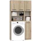 HUCOCO MAROL - Ensemble salle de bain style moderne - 96x30x183 - 4 portes+4 tablettes - Sonoma