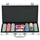 SPORTNOW Mallette pro de poker verrouillable coffret pro poker 300 jetons 2 jeux cartes 5 dés 3 boutons 2 clés tapis alu
