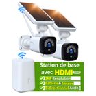 CAMCAMP Kit Caméra de surveillance solaires extérieure 2Pcs 3MP WIFI caméras batterie avec Station de base san fil Plug&Play