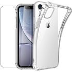 Coque iPhone XR + Verre Trempé Protection écran Housse Etui Transparent Silicone TPU [Bumper avec Coins Renforcés] - Top4pc