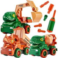 Ensembles Vehicules de Chantier Construction Jouet, Camion Benne/Ciment, Camion Dinosaure Jouet, Cadeau pour Enfants 3 4 5 Ans