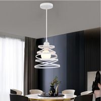 IDEGU Lustre Salon Blanc E27 Lampe Suspension Luminaire Industrielle en Métal pour Salon Chambre