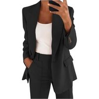 Blazer Femme Élégant à Manches Longues Slim Fit Un Bouton OL Bureau Affaires Décontracté Veste Chic De Costume Ouvert -  Noir