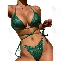 LCC® Maillot de bain costume sexy bustier dos nu tridimensionnel triangle suspendu cou plage natation pataugeoire sport bikini
