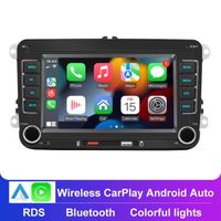 Autoradio MP5 7 " Bluetooth CarPlay et Android Auto sans fil Mirrorlink Fonction RDS 7 Couleurs pour VW/Passat/Touran/Caddy /Jetta