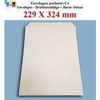 lot de 20 Grande enveloppe pochette courrier A4 - C4 papier kraft blanc 90g format 229 x 324 mm une enveloppe blanche avec