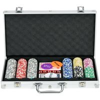 Coffret Poker TecTake – Mallette Aluminium 300 Jetons + 2 Jeux De Cartes + 5 Dés – Noir – Valise à Clé