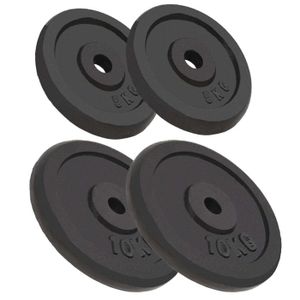 Physionics® Disques de Poids - Set de 2 x 2/2.5/5 / 7.5/10 kg, 27 mm, avec Revêtement en Plastique - Plaques de Poids pour Haltères, Fitness, Musculation (2 x 2 kg